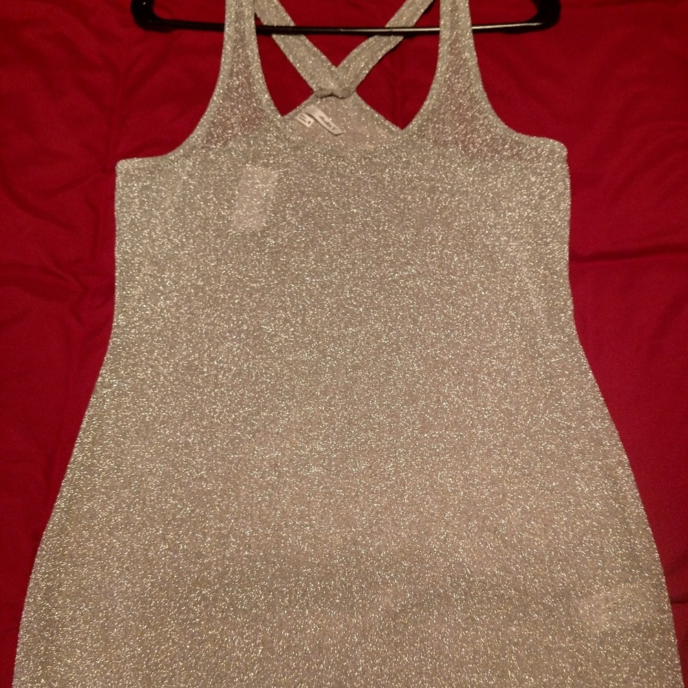NWT. Silver sparkly halter top.